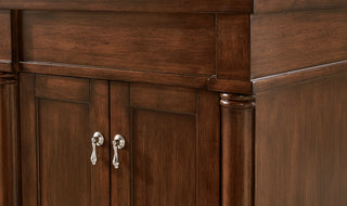 24 inch Single Bathroom vanity in Walnut with ivory white engineered marble