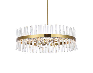 Serephina 36 inch crystal round chandelier light in satin gold