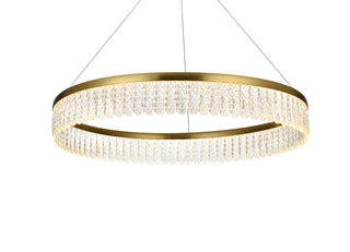 Rune 32 inch Adjustable LED chandelier in Satin Gold