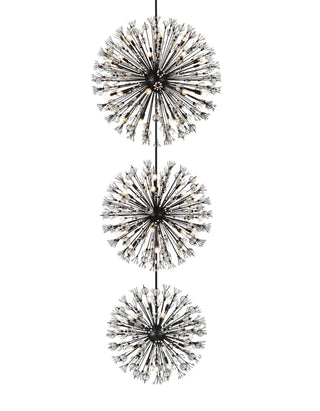 Vera 44 inch three tiers crystal starburst chandelier in black