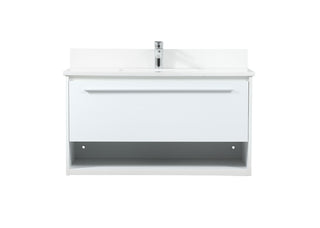 36 inch Single bathroom vanity in white with backsplash