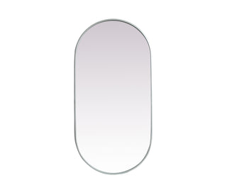 Metal Frame Oval Mirror 24x48 Inch in Silver