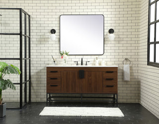 60 inch Single bathroom vanity in walnut