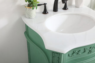 24 inch Single Bathroom vanity in vintage mint with ivory white engineered marble