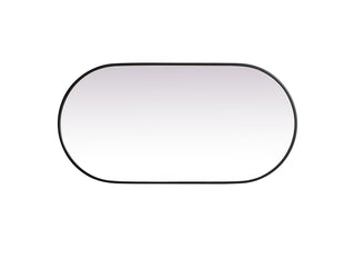 Metal Frame Oval Mirror 24x48 Inch in Black