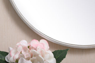 Metal frame round mirror with decorative hook 18 inch in silver