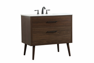 36 inch Single bathroom vanity in walnut