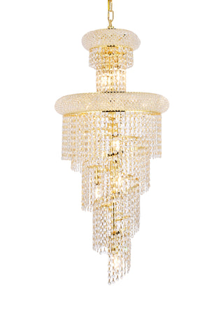 Spiral 10 light Gold Pendant Clear Royal Cut Crystal