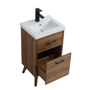 18 inch bathroom vanity in walnut brown