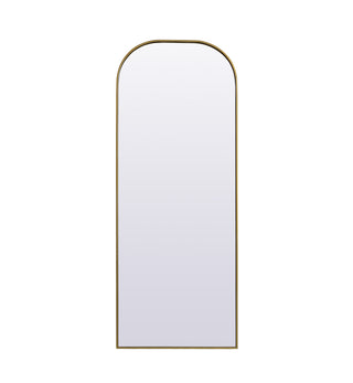 Metal Frame Arch Full Length Mirror 28x74 Inch in Brass