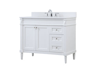 42 inch Single bathroom vanity in white with backsplash