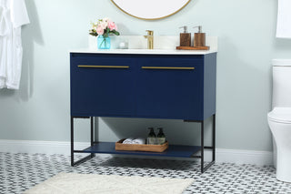 40 inch Single bathroom vanity in blue with backsplash