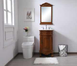 19 inch Single Bathroom vanity in teak with ivory white engineered marble