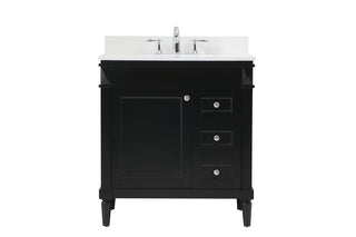 32 inch Single bathroom vanity in black with backsplash