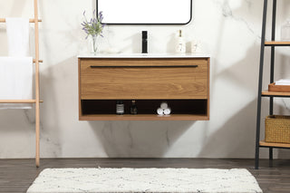 40 inch Single bathroom vanity in walnut brown