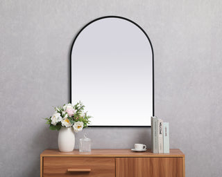 Metal Frame Arch Mirror 27x36 Inch in Black