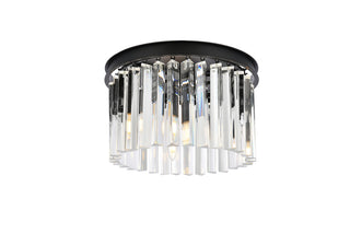 Sydney 3 light Matte Black Flush Mount Clear Royal Cut Crystal