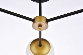 Briggs 26 inch flush mount in black and brass with white shade