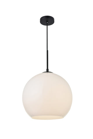 Baxter 1 Light Black Pendant With Frosted White Glass