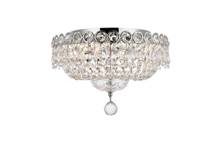 Century 4 light Chrome Flush Mount Clear Royal Cut Crystal