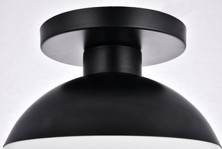 Eclipse 1 Light Black Flush Mount With Frosted White Glass