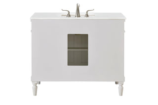 42 inch Single Bathroom vanity in Antique White with ivory white engineered marble