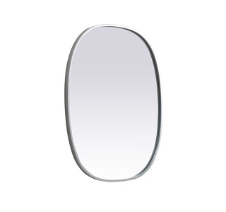 Metal Frame Oval Mirror 24x30 Inch in Silver