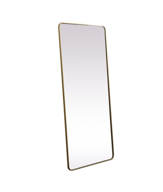 Soft Corner Metal Rectangle Full Length Mirror 32x72 Inch in Brass