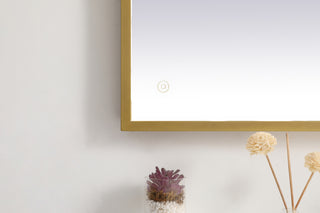 Pier 27x36 inch LED mirror with adjustable color temperature 3000K/4200K/6400K in brass