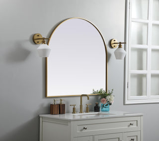 Metal Frame Arch Mirror 36x36 Inch in Brass