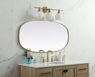 Metal Frame Oval Mirror 24x48 Inch in Brass