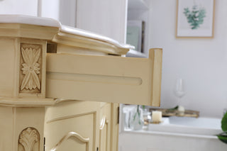 36 inch Single Bathroom vanity in light antique beige with ivory white engineered marble