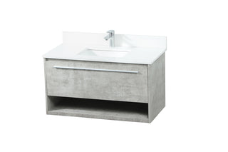 36 inch Single bathroom vanity in concrete grey with backsplash