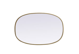 Metal Frame Oval Mirror 20x30 Inch in Brass