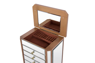7 Drawer Jewelry Armoire 18 in. x 12 in. x 41 in. in Gold Clear