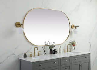 Metal Frame Oval Mirror 36x60 Inch in Brass