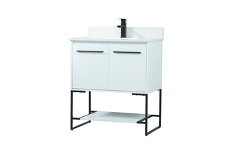 30 inch Single bathroom vanity in white with backsplash