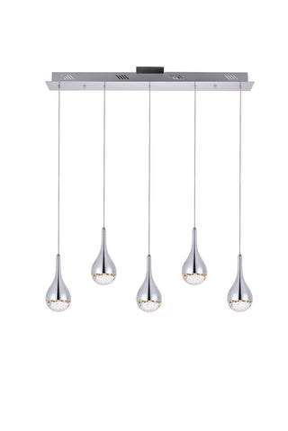 Amherst Collection LED 5-light chandelier 34in x 4in x 9in chrome finish