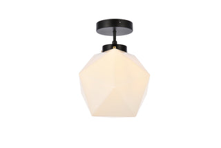 Lawrence 1 light black and white glass flush mount