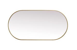 Metal Frame Oval Mirror 30x60 Inch in Brass