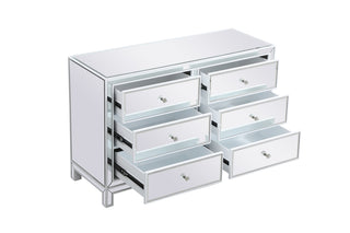 48 inch mirrored six drawer cabinet in white