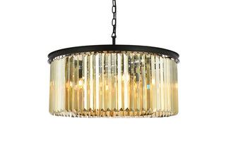 Sydney 8 light Matte Black Chandelier Golden Teak (Smoky) Royal Cut Crystal