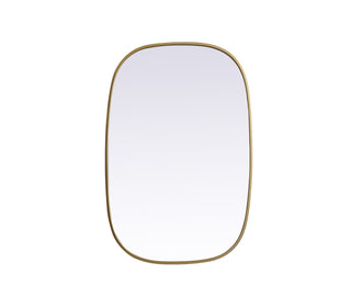 Metal Frame Oval Mirror 24x36 Inch in Brass