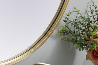 Metal Frame Oval Mirror 24x36 Inch in Brass