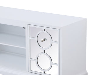 60 in. mirrored TV stand in white