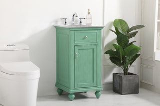 19 inch Single Bathroom vanity in vintage mint with ivory white engineered marble