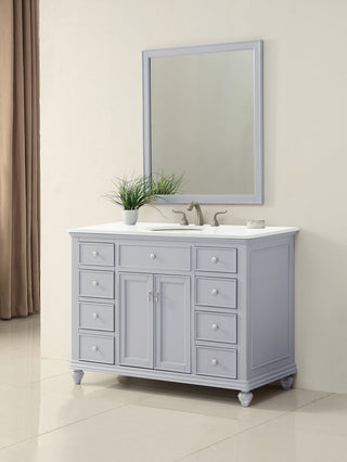 48 inch Single Bathroom vanity in Light Grey with ivory white engineered marble