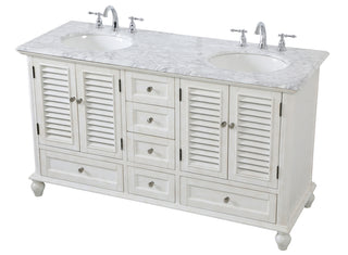 60 inch Double Bathroom Vanity in Antique White