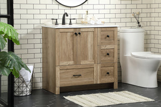 36 inch Single bathroom vanity in natural oak