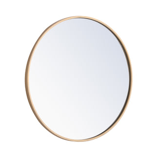 Metal frame Round Mirror 24 inch Brass finish